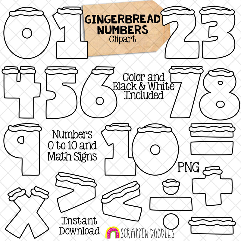 Gingerbread Numbers ClipArt - Ginger Bread Cookie Numbers Clip Art - Math Signs - PNG Graphics - Instant Download Sublimation Graphics