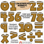 Gingerbread Numbers ClipArt - Ginger Bread Cookie Numbers Clip Art - Math Signs - PNG Graphics - Instant Download Sublimation Graphics