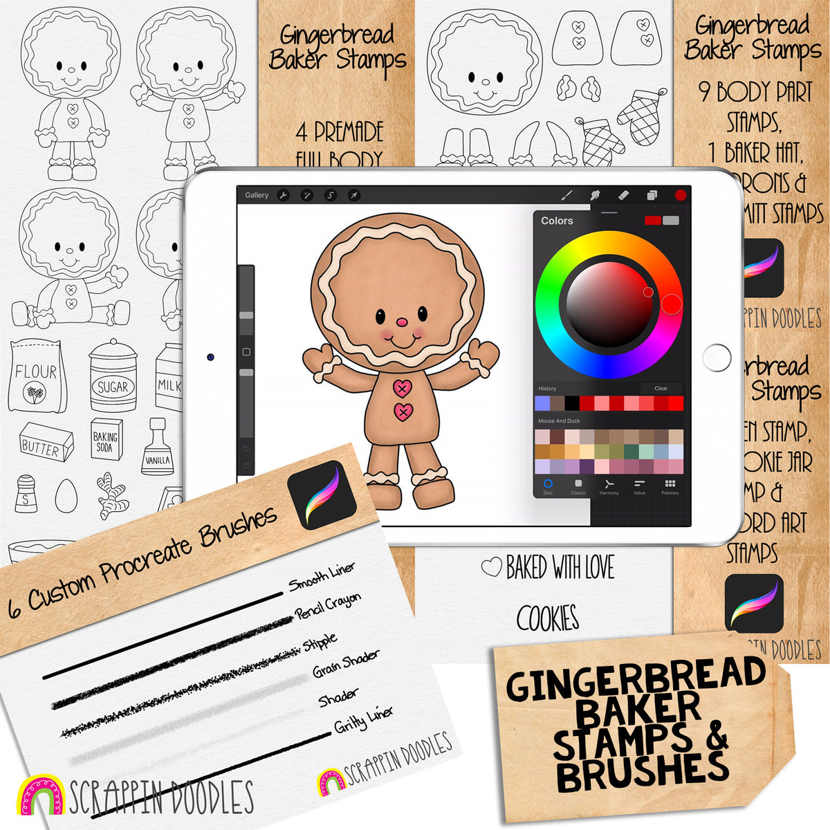 Gingerbread Baker Procreate Stamps and Bonus Brushes