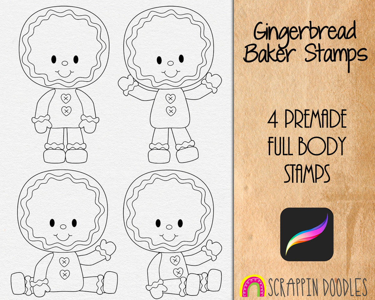 Gingerbread Baker Procreate Stamps and Bonus Brushes