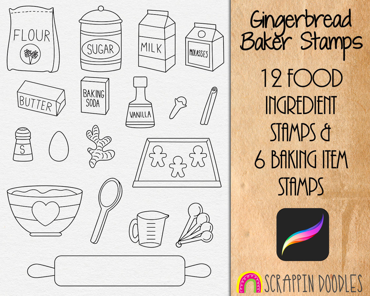 Gingerbread Baker Procreate Stamps and Bonus Brushes