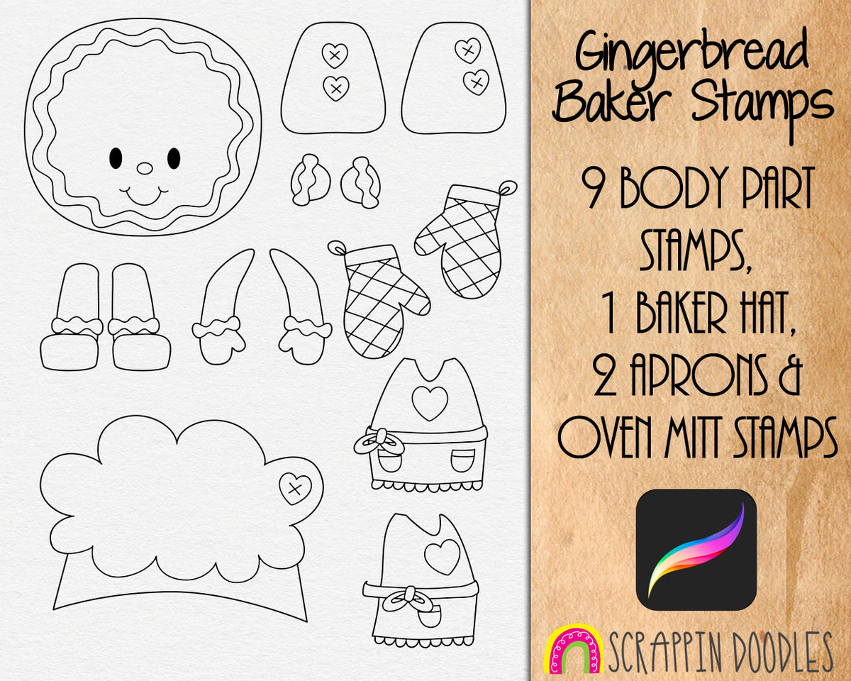 Gingerbread Baker Procreate Stamps and Bonus Brushes