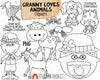 Granny Loves Animals Clip Art - Old Lady Swallowed A Fly -Commercial Use PNG 