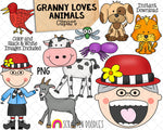 Granny Loves Animals Clip Art - Old Lady Swallowed A Fly -Commercial Use PNG 