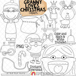 Granny Loves Christmas Clip Art - Old Lady Swallowed a Bell - Commercial Use PNG