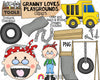 Granny Loves Playgrounds Clip Art - There was an old lady that swallowed a truck - Commercial Use PNG