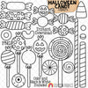 Halloween Candy ClipArt - Candy Corn - Jelly Bean - Eyeballs - Jack O Lantern Lollipop - Hand Drawn PNG Download