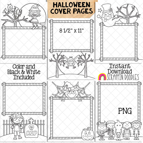 Halloween 8 1/2 x 11 Cover Pages - Printable Halloween Covers - Binder Covers