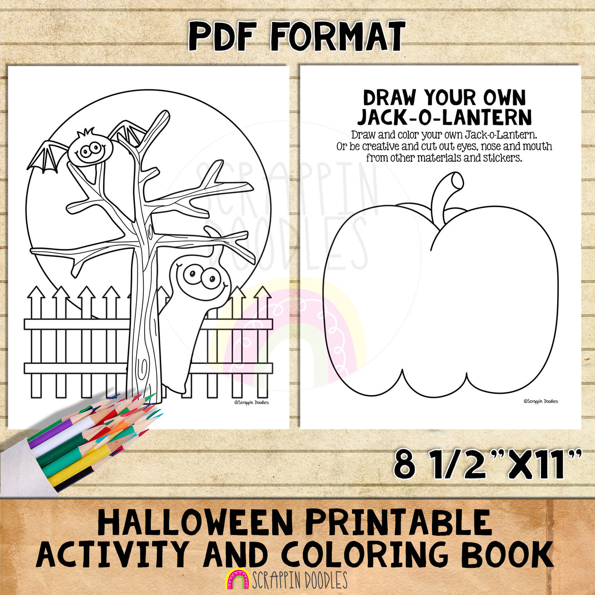 Halloween Activity and Coloring Book - Mazes - Tracing - Puzzle - Patterns - Color By Number - Memory Games - Kids Crafts Printable PDF