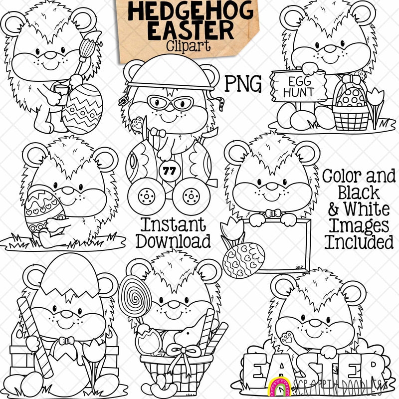Spring Hedgehogs ClipArt - Cute Hedgehogs Posing Graphics - Rain Coat - Tulips - Tea Cup - Card Making - Paper Crafts - CU - PNG