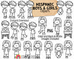 Hispanic Boys and Girls Kids ClipArt - Multi Cultural Children Posing Graphics - Commercial Use PNG