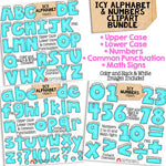 Icy Alphabet ClipArt - Snowy Ice Letters Clip Art - Numbers - Punctuation - PNG Graphics - Math Signs - Instant Download Sublimation Graphics