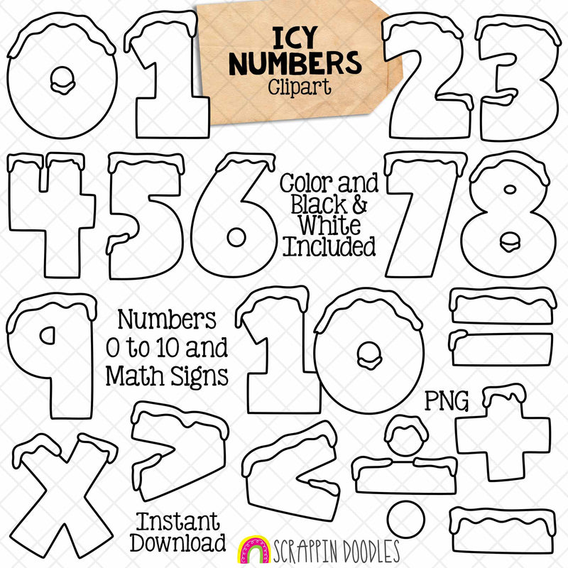 Icy Alphabet ClipArt - Snowy Ice Letters Clip Art - Numbers - Punctuation - PNG Graphics - Math Signs - Instant Download Sublimation Graphics