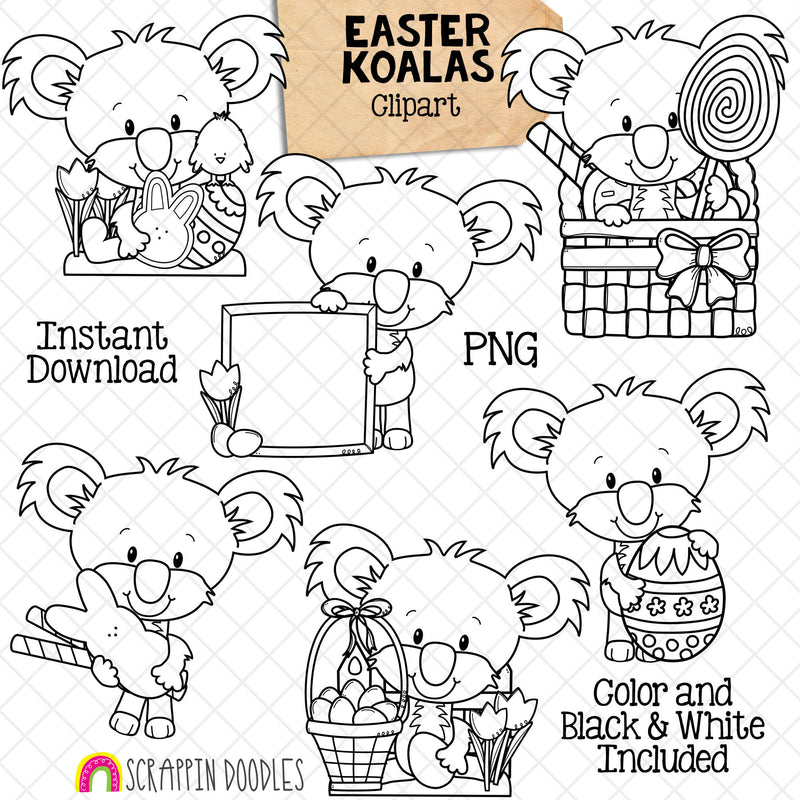 Easter Koala ClipArt - Easter Eggs - Spring Koala Bear Graphics - Easter Sublimation - Commercial Use - PNG