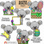 Easter Koala ClipArt - Easter Eggs - Spring Koala Bear Graphics - Easter Sublimation - Commercial Use - PNG