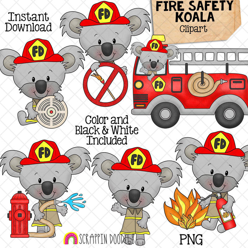 Koala ClipArt - Fire Safety Koala Bears Graphics - Commercial Use PNG