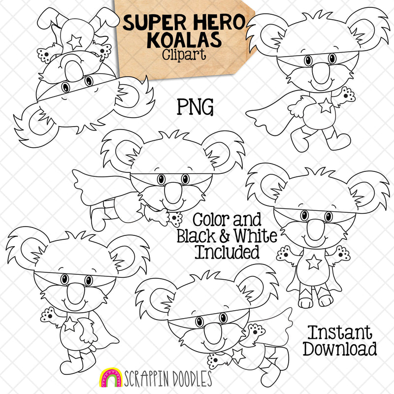 Koala ClipArt - Super Hero Koala Bears Graphics - Commercial Use PNG