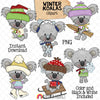 Koala ClipArt - Winter Seaonal Koala Bears Graphics - Commercial Use PNG