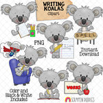 Koala ClipArt - School Writing Koala Bears Graphics - Commercial Use PNG