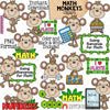 Monkey Clip Art - Monkeys Doing Math - Jungle Animals - School - Learning Math - Commercial Use PNG Sublimation