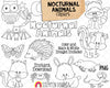 Nocturnal Animals ClipArt - Porcupine - Moth - Mole - Skunk - Commercial Use
