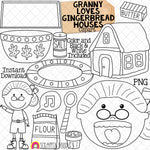 Granny Loves Gingerbread Houses Clip Art - Commercial Use PNG