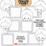Penguin Frames ClipArt - Penguins Holding Frames - Winter Baby Penguin - Penguins Posing - Commercial Use PNG