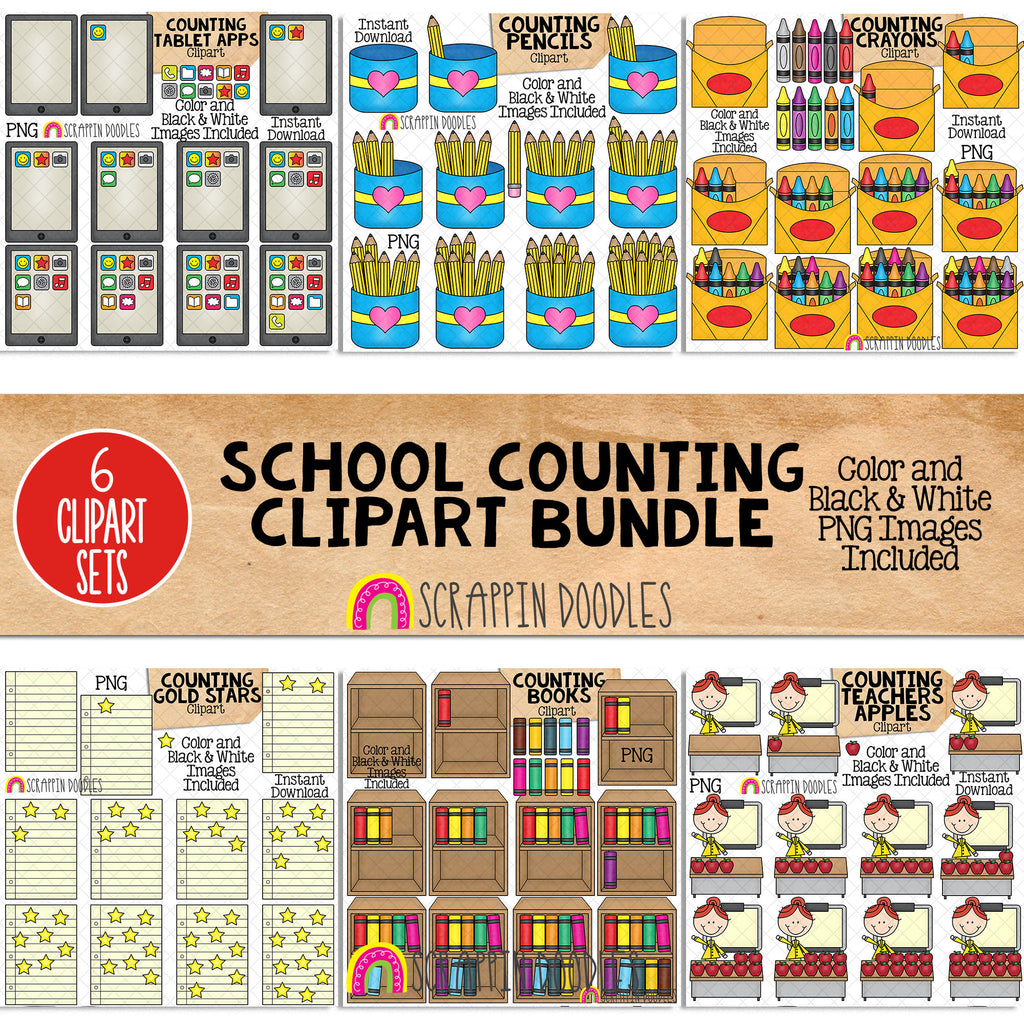Counting Graphics School Counting ClipArt Bundle - Seasonal Math Graphics – Scrappin Doodles