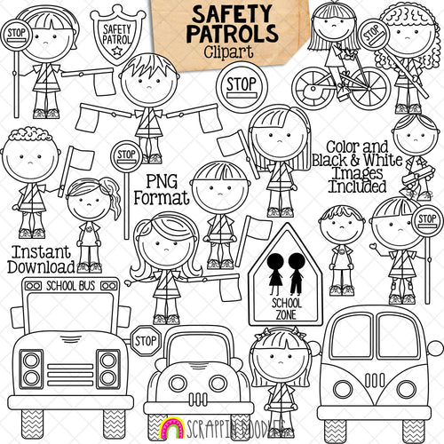 Safety Patrols ClipArt - School Patrol - Crossing Guard - Traffic Control - Orange Flag - Commercial Use PNG