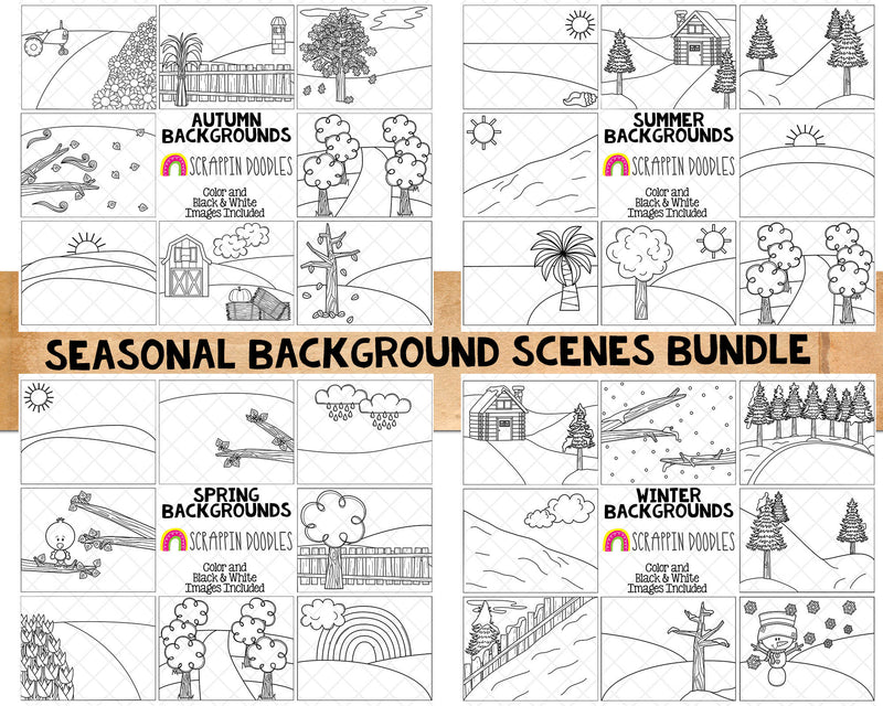 Seasonal Background Scenes  Bundle - Letter Size