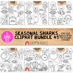 Seasonal Shark Clip Art Bundle - Grey Shark Clipart - Baby Shark