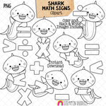 Math Sign Sharks Clip Art - Grey Shark Clipart - Sharks Holding Mathematical Signs - Commercial Use PNG Sublimation