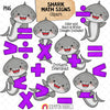 Math Sign Sharks Clip Art - Grey Shark Clipart - Sharks Holding Mathematical Signs - Commercial Use PNG Sublimation