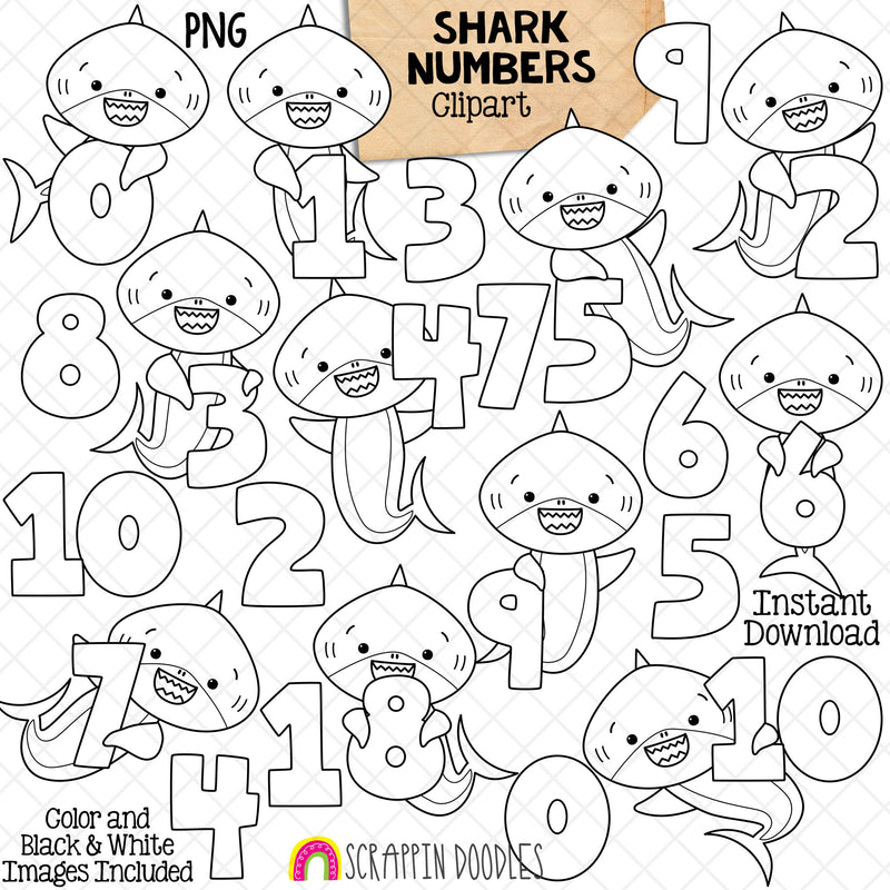Number Sharks Clip Art - Grey Shark Clipart - Sharks Holding Numbers - Math - Commercial Use PNG Sublimation