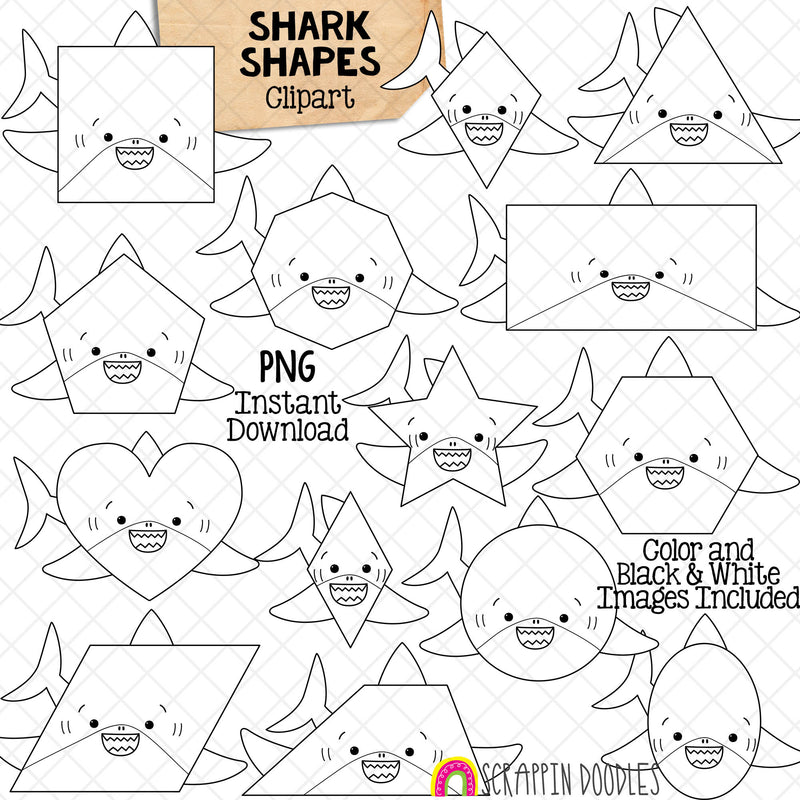 Shark Shapes Clip Art - Grey Shark Clipart - Sharks in different shapes - Commercial Use PNG Sublimation