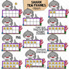 Shark Ten Frames Clip Art - Grey Shark Clipart - Counting Sharks