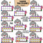 Shark Ten Frames Clip Art - Grey Shark Clipart - Counting Sharks