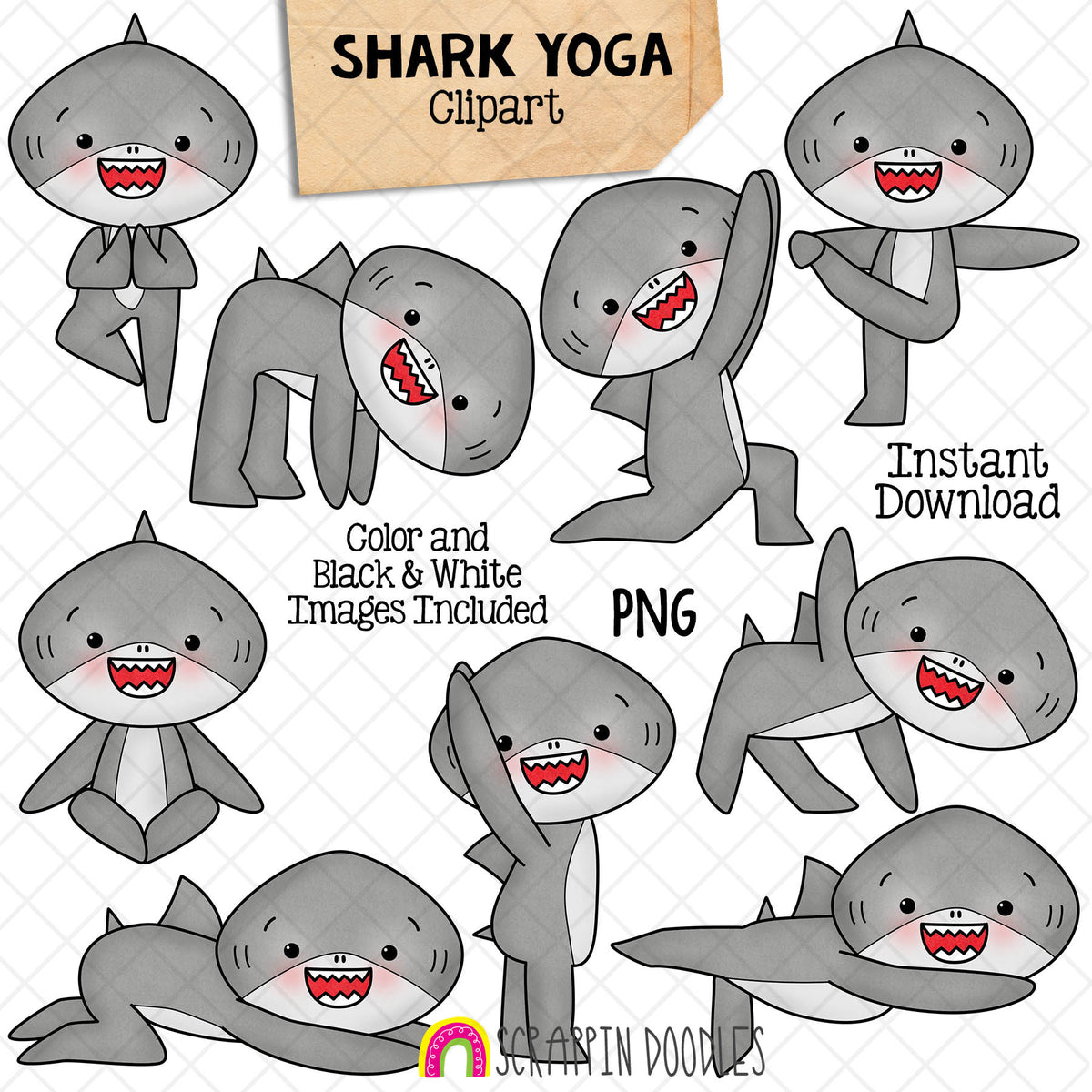 Shark Clip Art Bundle - Grey Shark Clipart - Baby Shark