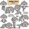 Shark Yoga Clip Art - Stretching Clipart - Sharks Doing Yoga Poses