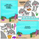 Shark Clip Art - Grey Shark Clipart - Shark Scene Creator - Baby Shark - Commercial Use PNG Sublimation