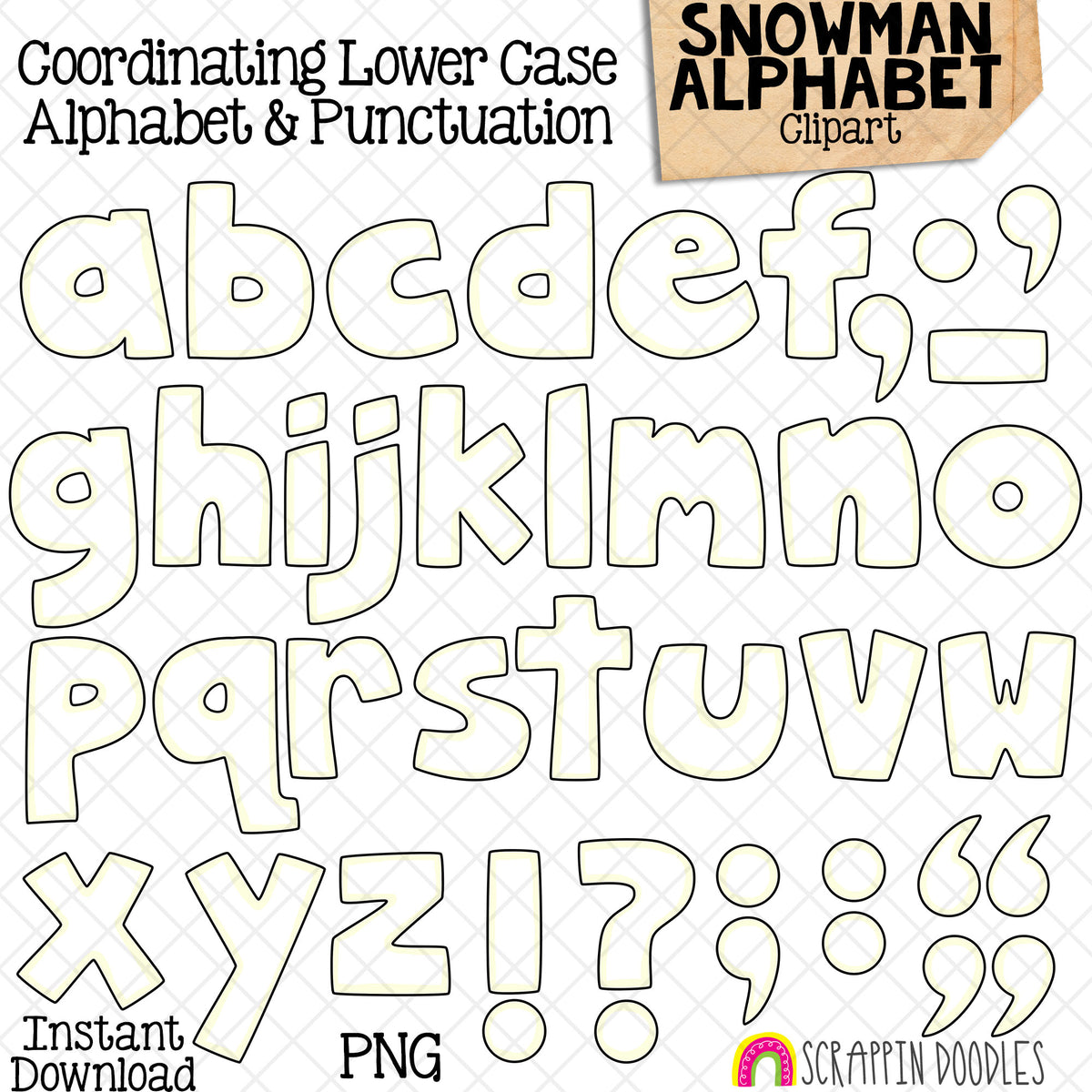 Snowman Alphabet Clip Art - Snowmen Holding Letters Clipart - Winter Titles - Headers - Commercial Use PNG Sublimation