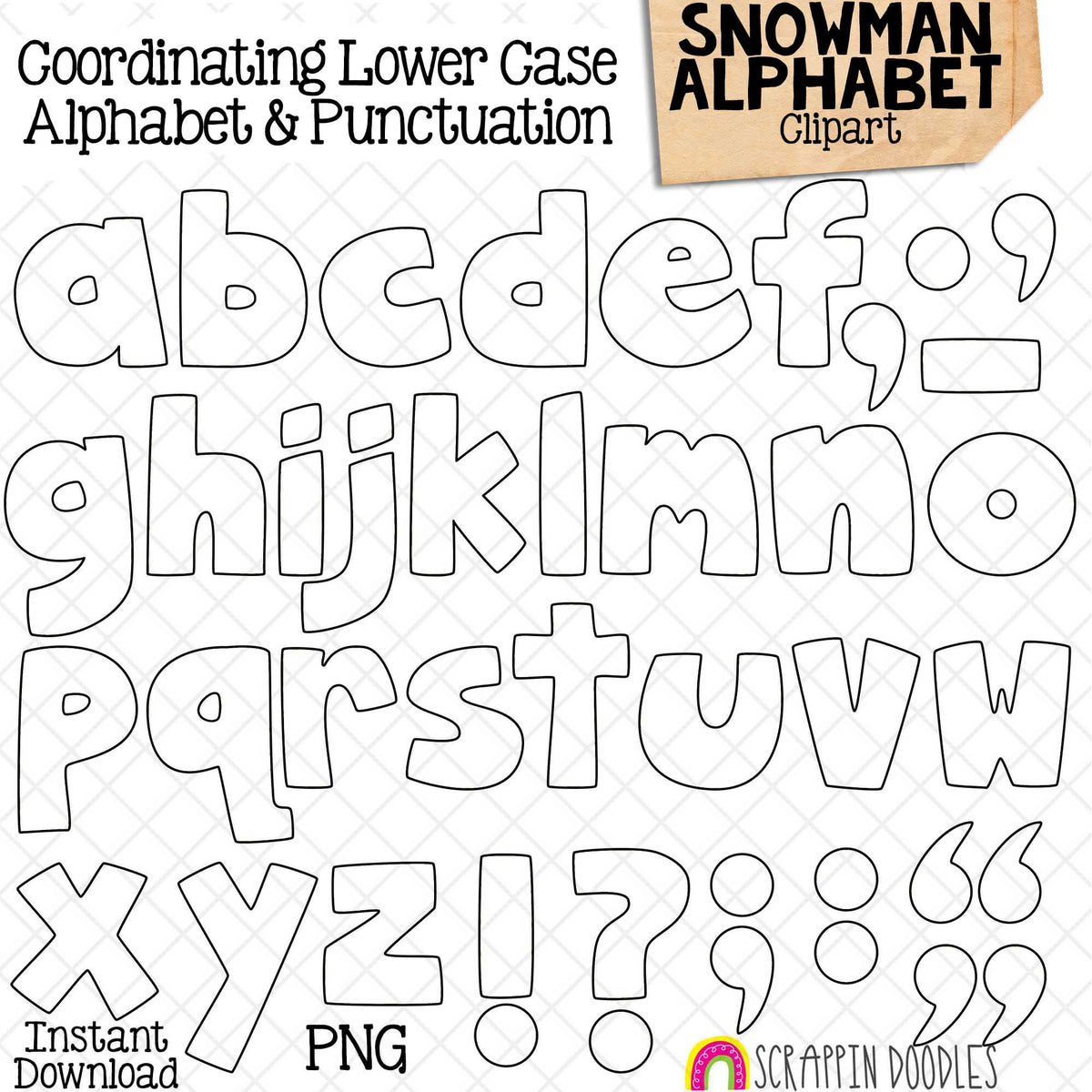 Snowman Alphabet Clip Art - Snowmen Holding Letters Clipart - Winter Titles - Headers - Commercial Use PNG Sublimation