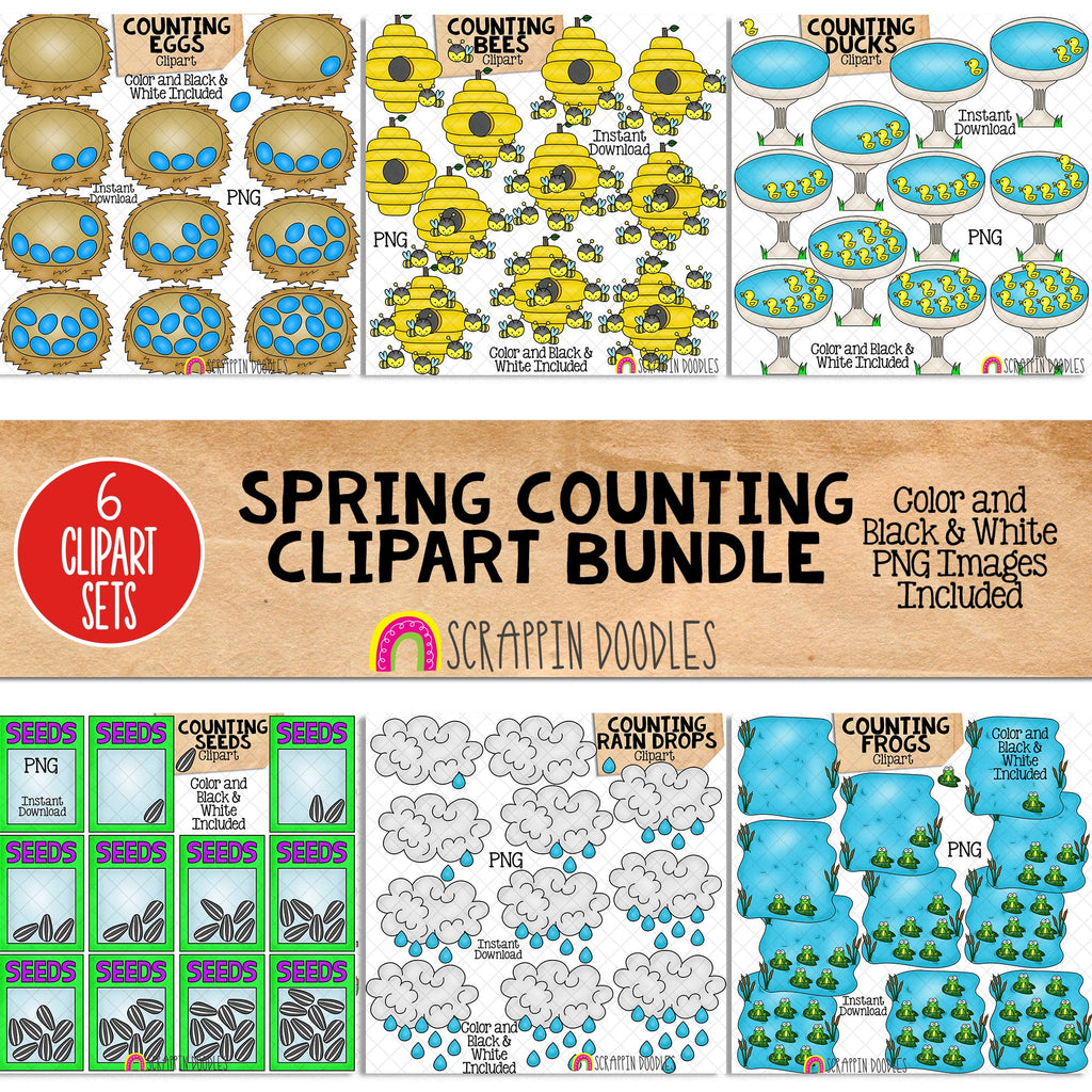 Spring Counting ClipArt Bundle - Seasonal Math Graphics ā Scrappin Doodles