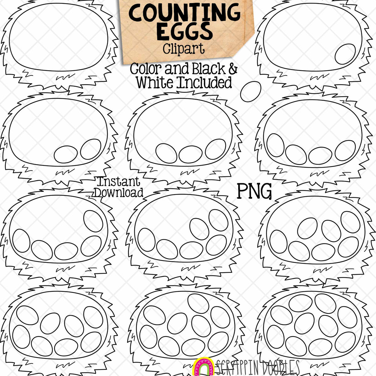  Spring Counting ClipArt Bundle - Seasonal Math Graphics - Commercial Use PNG