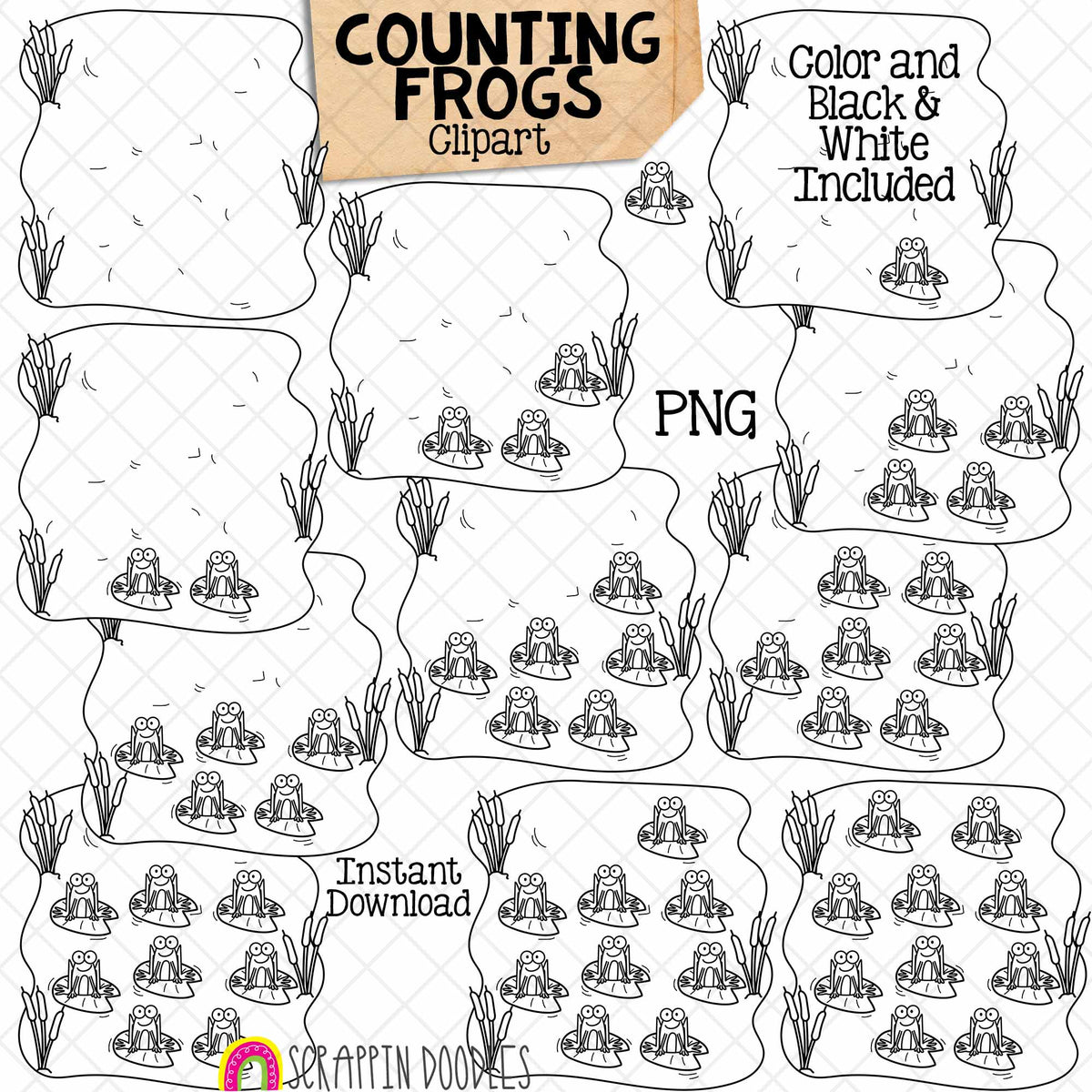  Spring Counting ClipArt Bundle - Seasonal Math Graphics - Commercial Use PNG