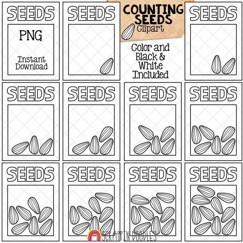 Counting Seeds In A Seed Packet ClipArt - Spring Counting - Seasonal Math Graphics - Commercial Use PNG