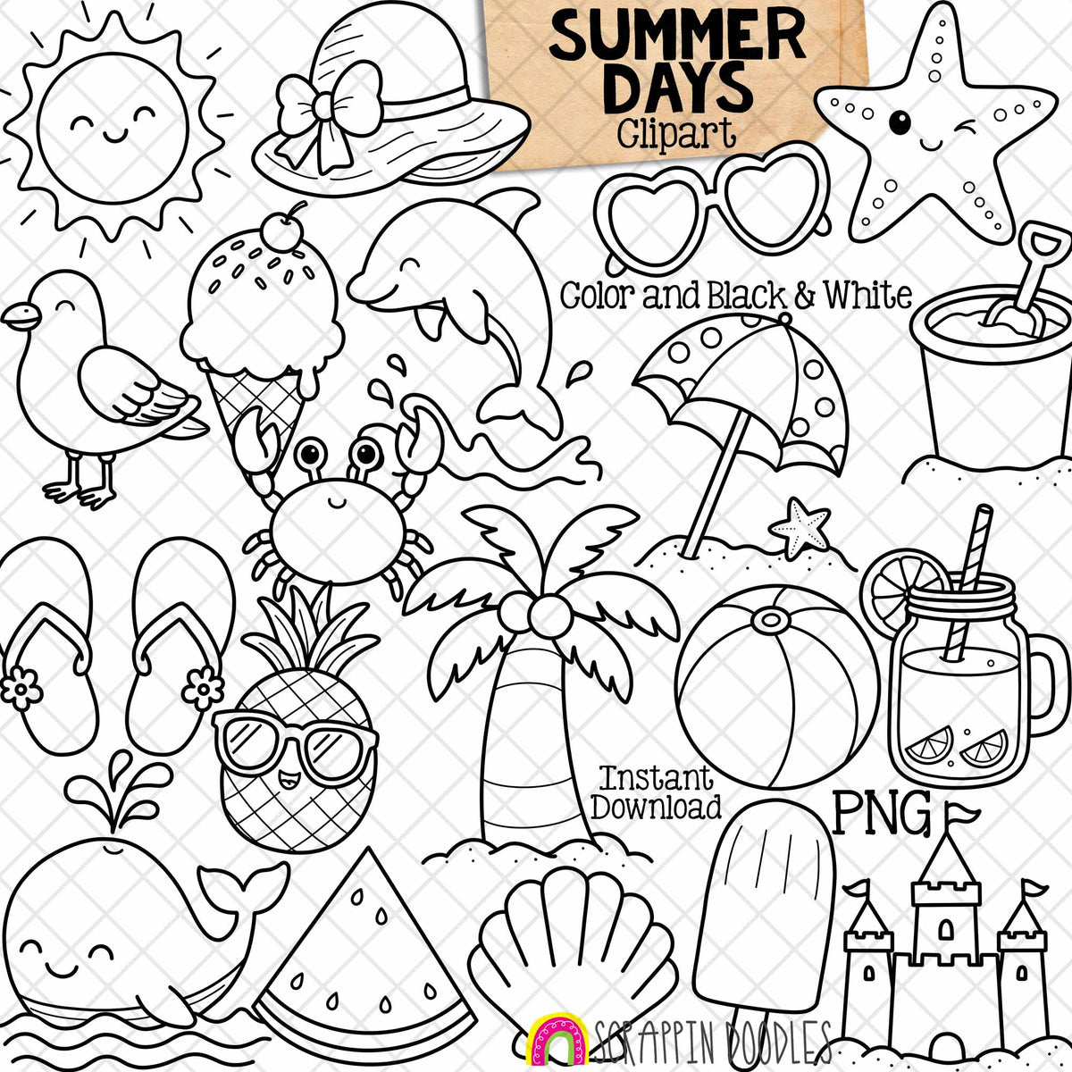 Summer Days - Icons - Beach - Ocean - Ice Cream - Tropical - Sand Castle - CU PNG
