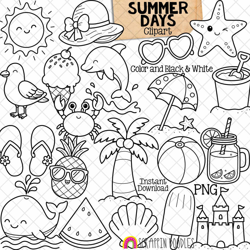 Summer Days - Icons - Beach - Ocean - Ice Cream - Tropical - Sand Castle - CU PNG
