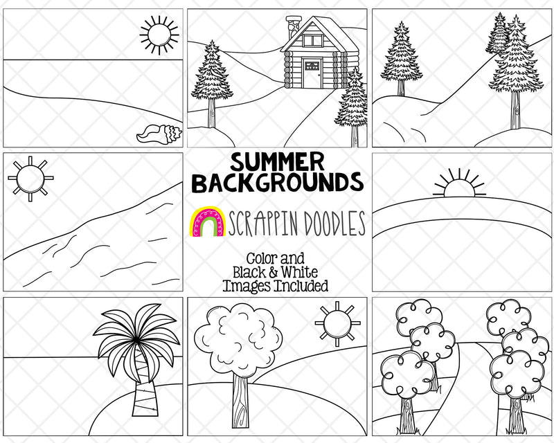Summer Background Scenes  - Seasonal Back Grounds - Letter Size - CU