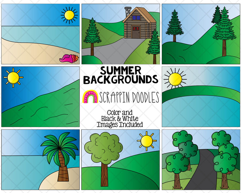 Summer Background Scenes  - Seasonal Back Grounds - Letter Size - CU